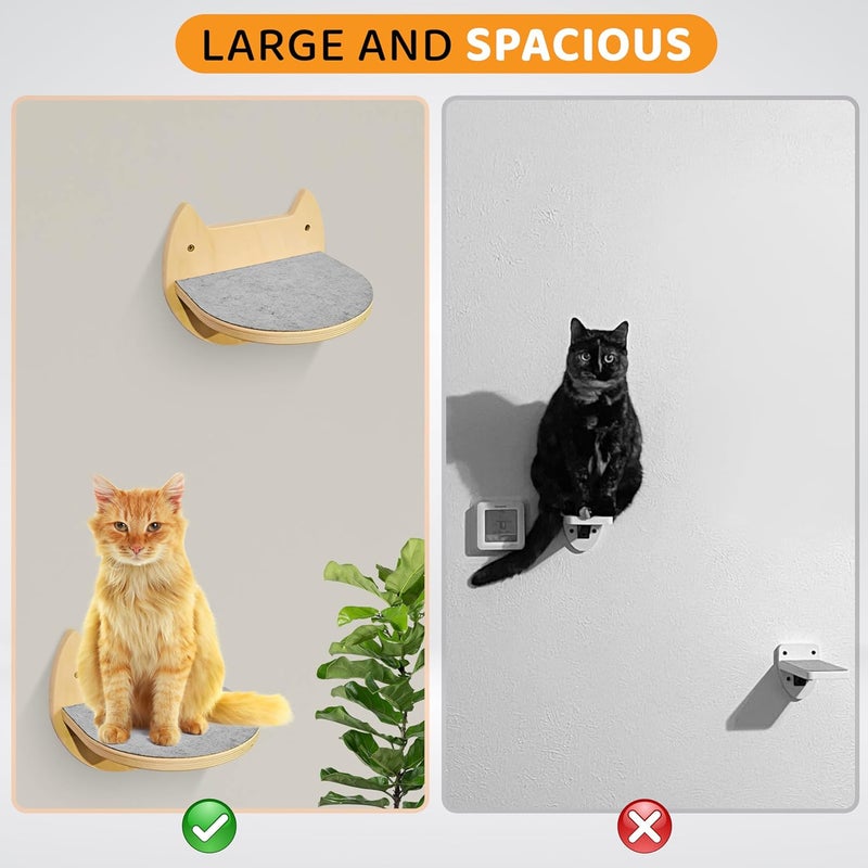 BUOGA Cat Wall Steps – 2-Pack Wood Wall Mounted Cat Shelves & Floating Cat Stairs, Space-Saving Climbing Furniture for Large Cats - Image 3